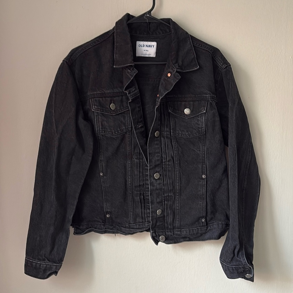 Old Navy Black Denim Raw Hem Jacket